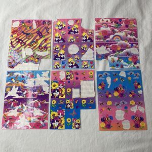 Lot of 6 Vintage 1990s Lisa Frank Sticker‎ Sheets Partials Cats Sunglasses Bees